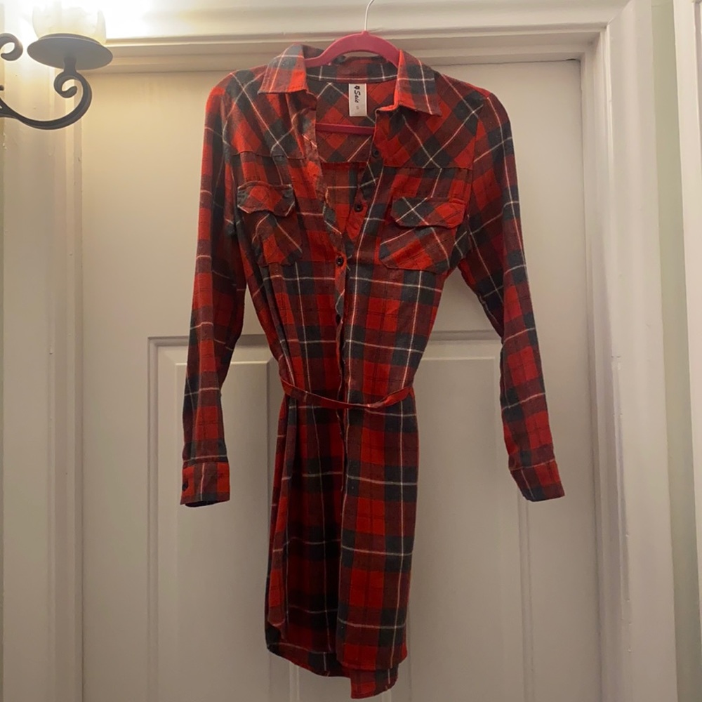 Long Sleeve Plaid Dress